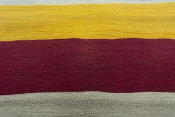Backside of handmade New Modern Design rug showing knot structure and weave density
