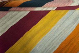 Full view of New Modern Design rug from Iran / Persia, 262 × 176 cm in Multi Color tones