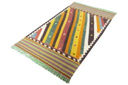 Corner detail of New Modern Design rug showing border pattern and Wool pile