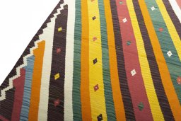 Surface texture of New Modern Design rug with natural Wool and intricate pattern