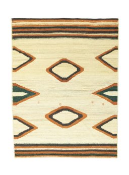 Full view of New Modern Design rug from Iran / Persia, 145 × 110 cm in Beige tones