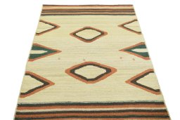Close-up detail of New Modern Design rug from Iran / Persia showing Wool weave