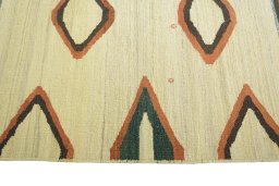Close-up detail of New Modern Design rug from Iran / Persia showing Wool weave