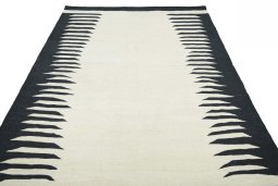 Close-up detail of New Modern Design rug from Iran / Persia showing Wool weave