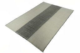 Corner detail of New Modern Design rug showing border pattern and Wool pile
