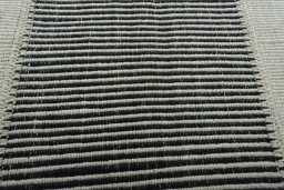 Backside of handmade New Modern Design rug showing knot structure and weave density