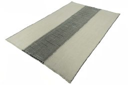 Corner detail of New Modern Design rug showing border pattern and Wool pile