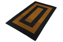 Corner detail of New Modern Design rug showing border pattern and Wool pile