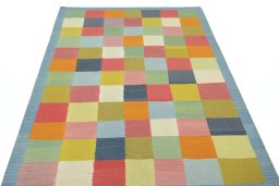 Close-up detail of New Modern Design rug from Iran / Persia showing Wool weave