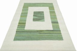 Close-up detail of New Modern Design rug from Iran / Persia showing Wool weave