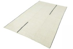 Corner detail of New Modern Design rug showing border pattern and Wool pile