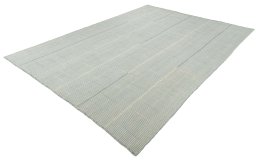 Corner detail of New Modern Design rug showing border pattern and Wool pile