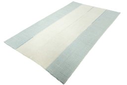Corner detail of New Modern Design rug showing border pattern and Wool pile