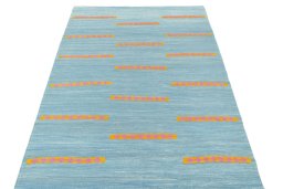 Close-up detail of New Modern Design rug from Iran / Persia showing Wool weave