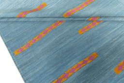Full view of New Modern Design rug from Iran / Persia, 241 × 161 cm in Blue tones