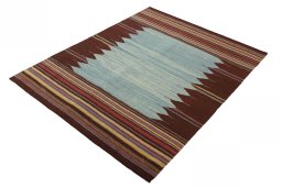 Corner detail of New Modern Design rug showing border pattern and Wool pile