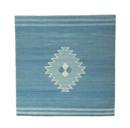 Full view of New Modern Design rug from Iran / Persia, 116 × 114 cm in Blue tones
