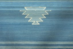 Full view of New Modern Design rug from Iran / Persia, 116 × 114 cm in Blue tones