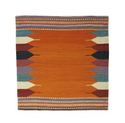 Full view of New Modern Design rug from Iran / Persia, 90 × 87 cm in Yellow tones