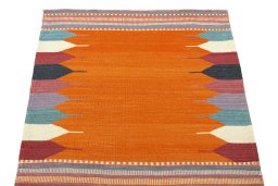 Close-up detail of New Modern Design rug from Iran / Persia showing Wool weave