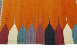 Close-up detail of New Modern Design rug from Iran / Persia showing Wool weave