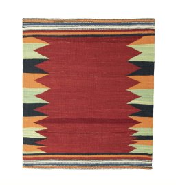 Full view of New Modern Design rug from Iran / Persia, 99 × 85 cm in Red tones