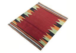 Corner detail of New Modern Design rug showing border pattern and Wool pile