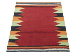 Close-up detail of New Modern Design rug from Iran / Persia showing Wool weave