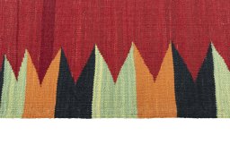 Close-up detail of New Modern Design rug from Iran / Persia showing Wool weave