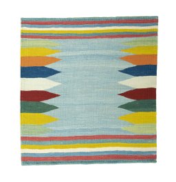 Full view of New Modern Design rug from Iran / Persia, 87 × 82 cm in Blue tones