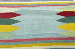 Full view of New Modern Design rug from Iran / Persia, 87 × 82 cm in Blue tones