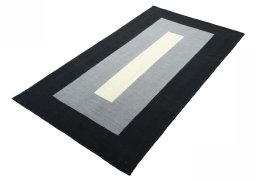 Corner detail of New Modern Design rug showing border pattern and Wool pile