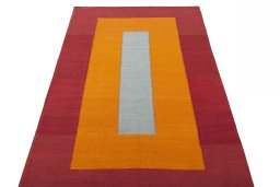 Close-up detail of New Modern Design rug from Iran / Persia showing Wool weave