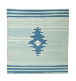 Full view of New Modern Design rug from Iran / Persia, 122 × 115 cm in Blue tones