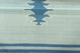 Full view of New Modern Design rug from Iran / Persia, 122 × 115 cm in Blue tones