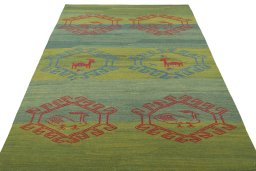 Close-up detail of New Modern Design rug from Iran / Persia showing Wool weave