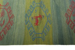 Close-up detail of New Modern Design rug from Iran / Persia showing Wool weave