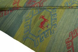 Full view of New Modern Design rug from Iran / Persia, 247 × 175 cm in Green tones