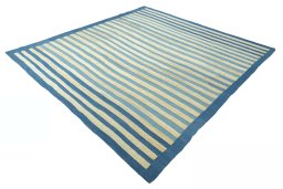 Corner detail of New Modern Design rug showing border pattern and Cotton pile