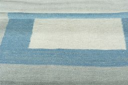 Full view of New Modern Design rug from Iran / Persia, 130 × 123 cm in Blue tones