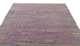 Close-up detail of New Modern Design rug from Iran / Persia showing Wool weave