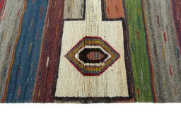 Close-up detail of New Modern Design rug from Iran / Persia showing Wool weave