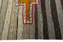 Close-up detail of New Modern Design rug from Iran / Persia showing Wool weave