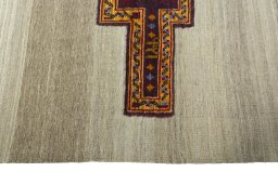 Close-up detail of New Modern Design rug from Iran / Persia showing Wool weave