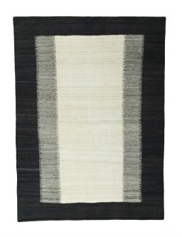 Full view of New Modern Design rug from Iran / Persia, 212 × 156 cm in Beige tones