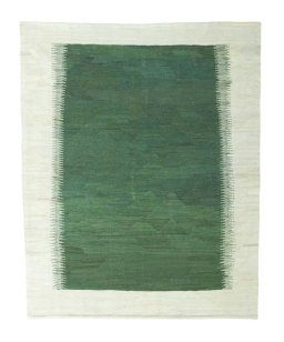 Full view of New Modern Design rug from Iran / Persia, 192 × 155 cm in Green tones