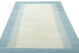 Close-up detail of New Modern Design rug from Iran / Persia showing Wool weave