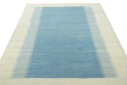 Close-up detail of New Modern Design rug from Iran / Persia showing Wool weave