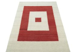 Close-up detail of New Modern Design rug from Iran / Persia showing Wool weave