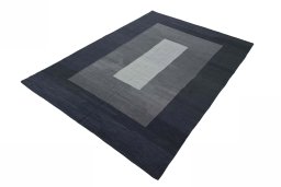 Corner detail of New Modern Design rug showing border pattern and Wool pile